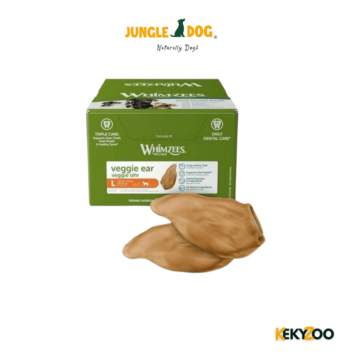 Gedroogd plantaardige kauw oor 18stuks | hondensnack | Jungle Dogs