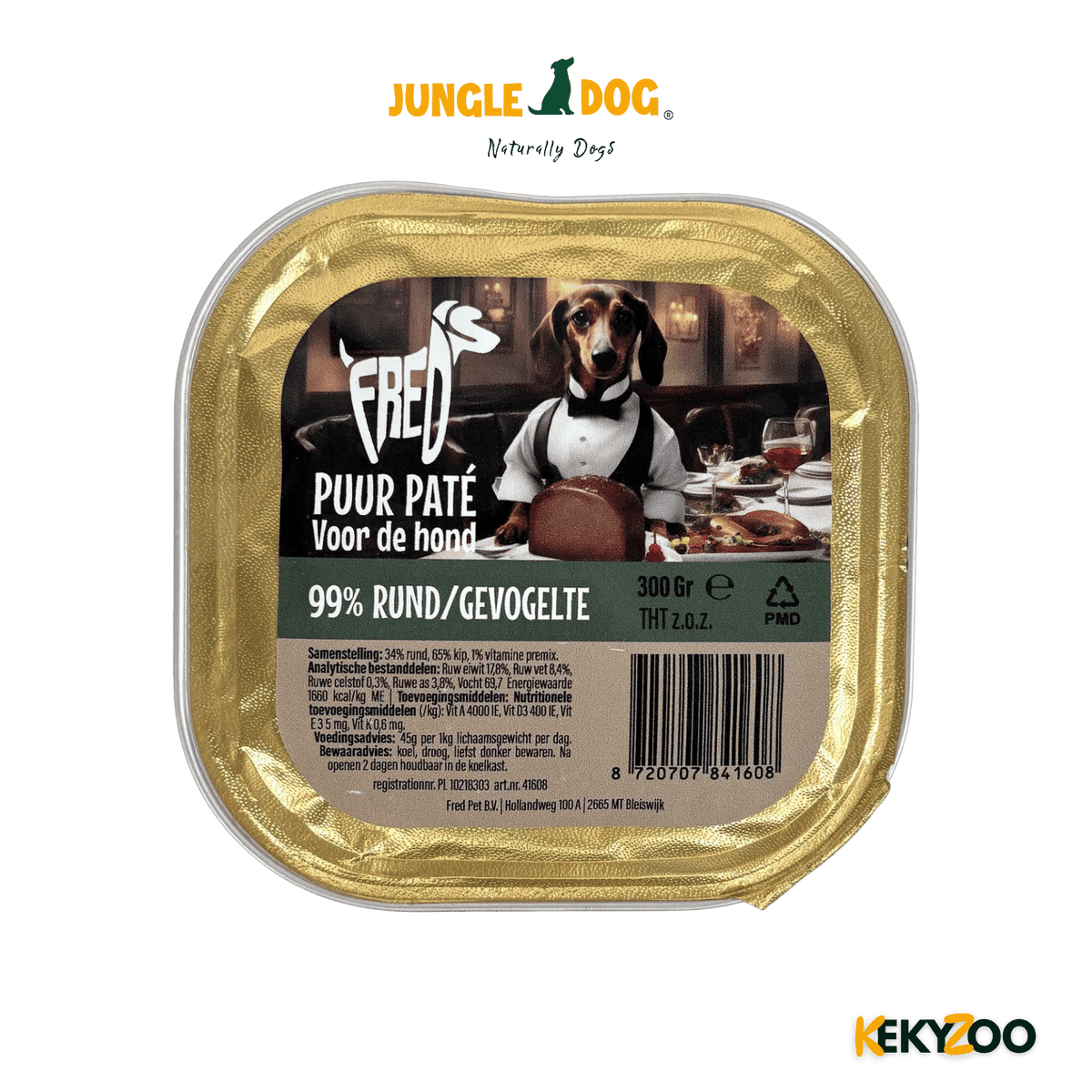 Freds Kuipje Hond Puur Rund en Gevogelte 9X300 Gr | Jungle Dogs