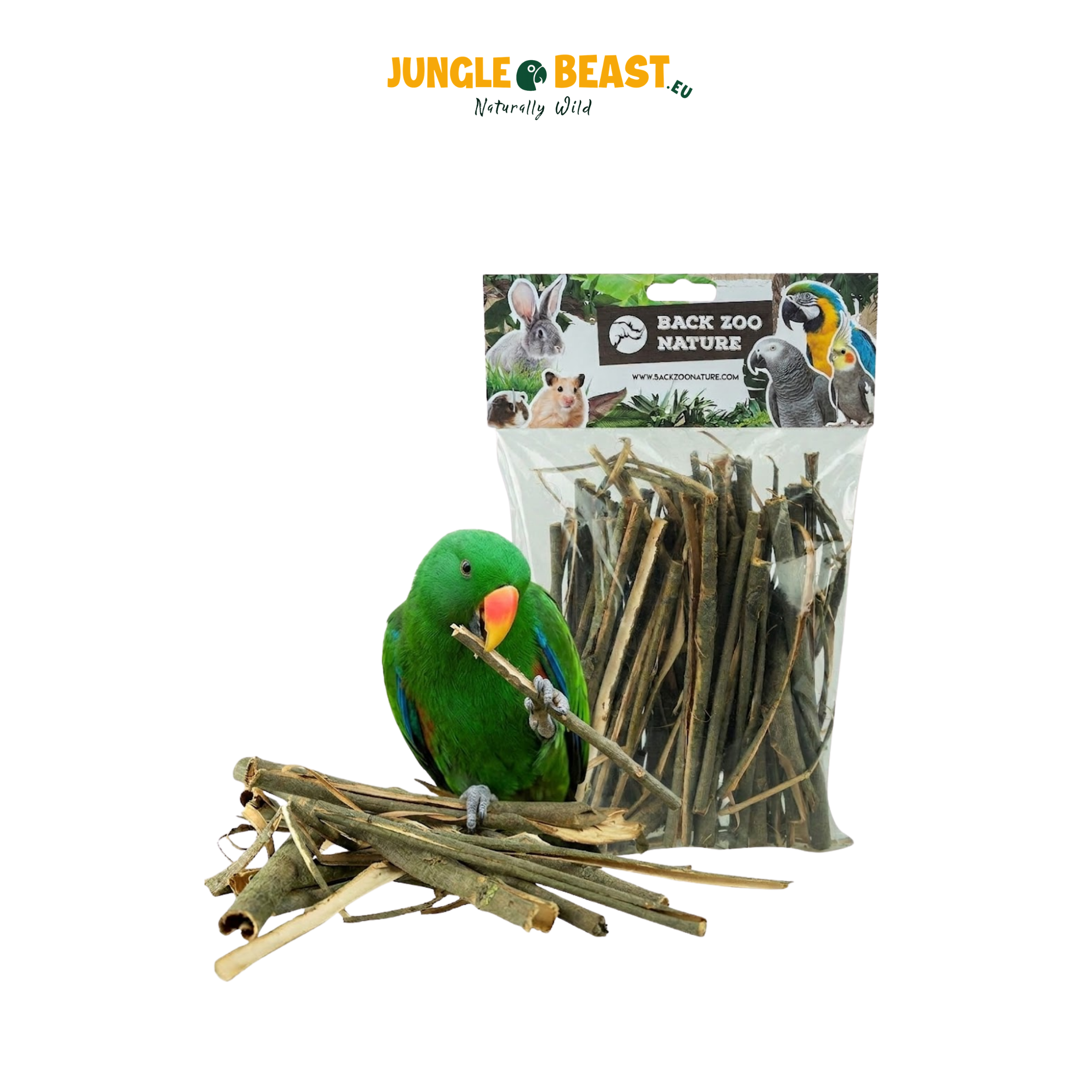 papegaaien foerageren Eclectus wilgenschors
