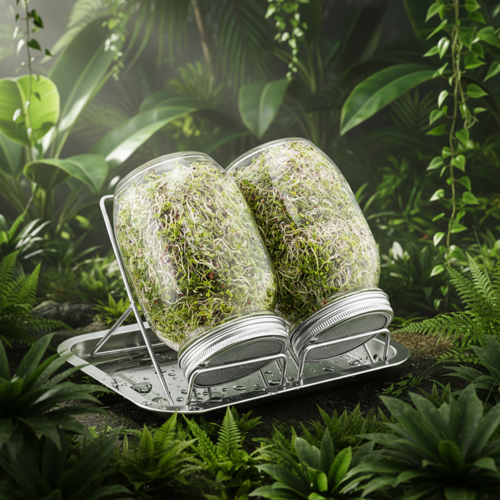 Jungle Beast kiempotset met spruitjes in een tropische jungle setting